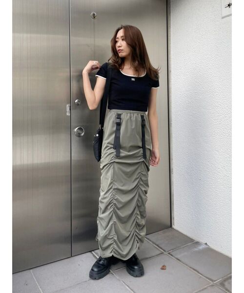 EVRIS(エヴリス)の「リンガーショートTシャツ(Tシャツ/カットソー・レディース・ブラック/ブルー/グリーン/ホワイト・FREE)」の5枚目の写真