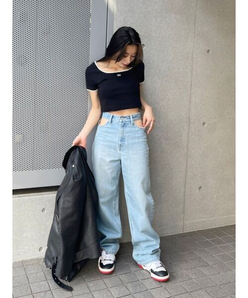 EVRIS(エヴリス)の「リンガーショートTシャツ(Tシャツ/カットソー・レディース・ブラック/ブルー/グリーン/ホワイト・FREE)」の8枚目の写真