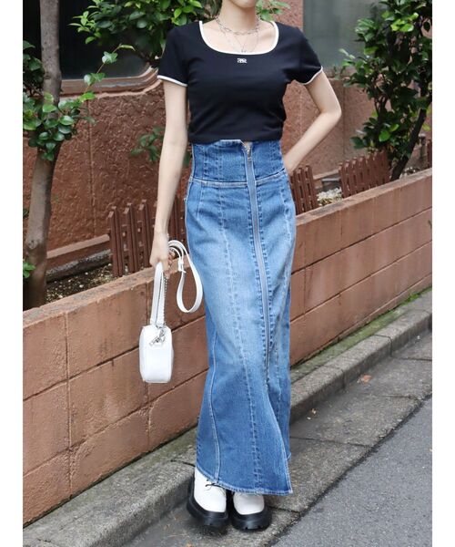 EVRIS(エヴリス)の「リンガーショートTシャツ(Tシャツ/カットソー・レディース・ブラック/ブルー/グリーン/ホワイト・FREE)」の10枚目の写真