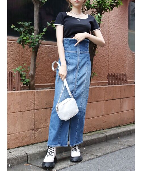 EVRIS(エヴリス)の「リンガーショートTシャツ(Tシャツ/カットソー・レディース・ブラック/ブルー/グリーン/ホワイト・FREE)」の11枚目の写真