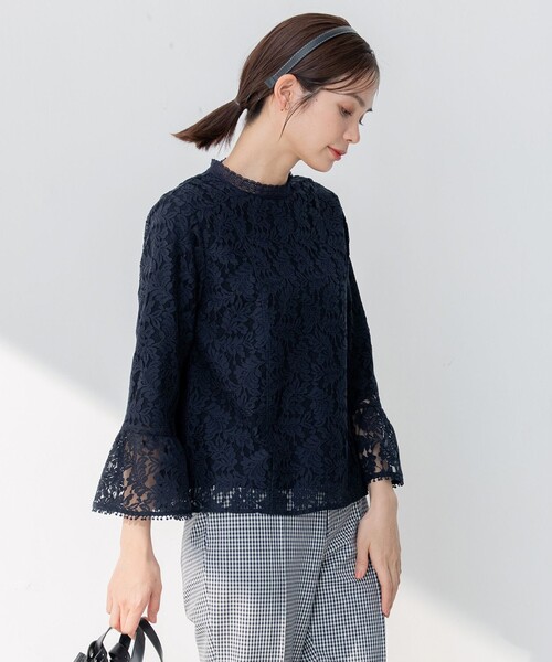 組曲(クミキョク)の「【23SS】ラッセルフラワーレースブラウス(シャツ/ブラウス・レディース・アイボリー系/サックスブルー系/ネイビー系・3/2)」の11枚目の写真
