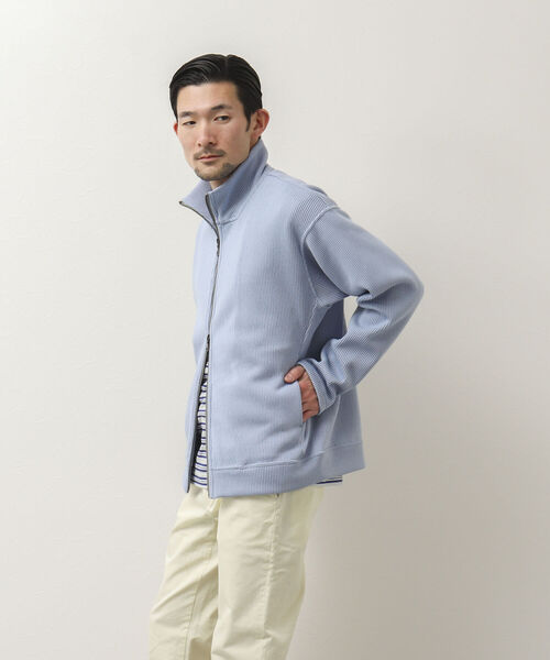 NOLLEY'S goodman（ノーリーズグッドマン）の「DRIVERS KNIT ドライバーズニット スタンドカラー（カーディガン/ボレロ・メンズ・サックスブルー/グレイッシュベージュ/ダークネイビー・M/L）」の6枚目の写真