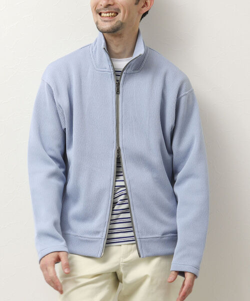 NOLLEY'S goodman（ノーリーズグッドマン）の「DRIVERS KNIT ドライバーズニット スタンドカラー（カーディガン/ボレロ・メンズ・サックスブルー/グレイッシュベージュ/ダークネイビー・M/L）」の8枚目の写真