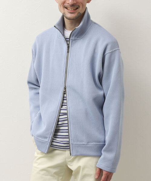 NOLLEY'S goodman（ノーリーズグッドマン）の「DRIVERS KNIT ドライバーズニット スタンドカラー（カーディガン/ボレロ・メンズ・サックスブルー/グレイッシュベージュ/ダークネイビー・M/L）」の9枚目の写真