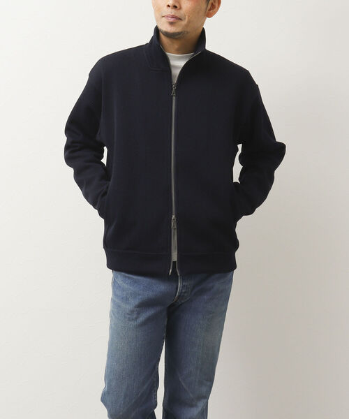 NOLLEY'S goodman（ノーリーズグッドマン）の「DRIVERS KNIT ドライバーズニット スタンドカラー（カーディガン/ボレロ・メンズ・サックスブルー/グレイッシュベージュ/ダークネイビー・M/L）」の13枚目の写真