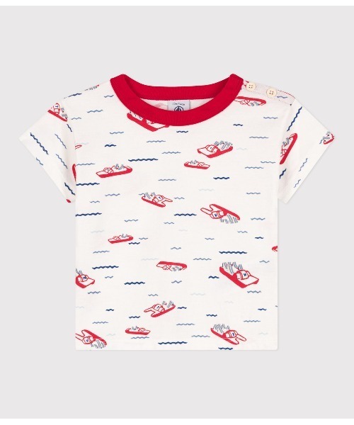 PETIT BATEAU(プチバトー)の「プリント半袖Tシャツ(Tシャツ/カットソー・キッズ・ホワイト/オフホワイト・18MONTH/24MONTH/12MONTH/36MONTH)」の1枚目の写真