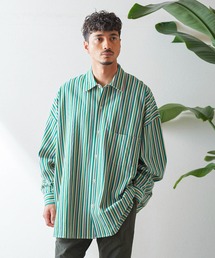 ARMY TWILL ストライプコットンスラブ ビッグシャツ AM-2317001