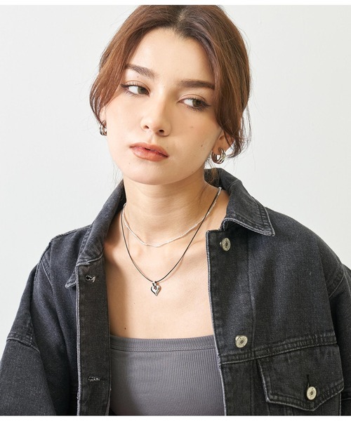 ANAP（アナップ）の「2連ハートモチーフネックレス（ネックレス・レディース・ホワイト/その他・FREE）」の6枚目の写真