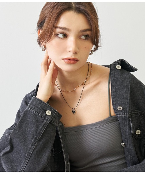 ANAP（アナップ）の「2連ハートモチーフネックレス（ネックレス・レディース・ホワイト/その他・FREE）」の9枚目の写真