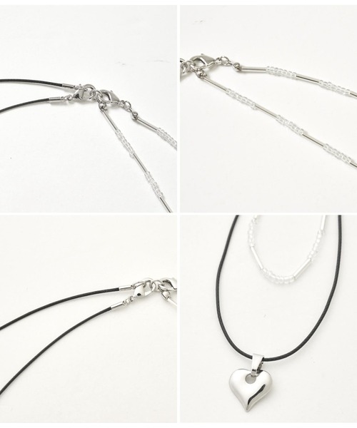 ANAP（アナップ）の「2連ハートモチーフネックレス（ネックレス・レディース・ホワイト/その他・FREE）」の4枚目の写真