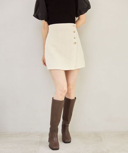 MAJESTIC LEGON(マジェスティックレゴン)の「ツイードスカショーパン(その他パンツ・レディース・グリーン系その他/アイボリー/ブラック・MEDIUM)」の1枚目の写真