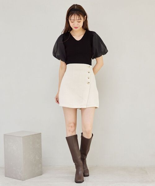 MAJESTIC LEGON(マジェスティックレゴン)の「ツイードスカショーパン(その他パンツ・レディース・グリーン系その他/アイボリー/ブラック・MEDIUM)」の4枚目の写真