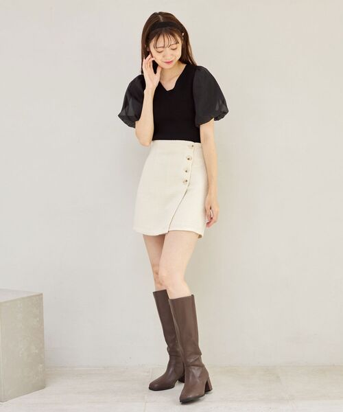 MAJESTIC LEGON(マジェスティックレゴン)の「ツイードスカショーパン(その他パンツ・レディース・グリーン系その他/アイボリー/ブラック・MEDIUM)」の5枚目の写真