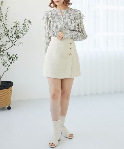 MAJESTIC LEGON(マジェスティックレゴン)の「ツイードスカショーパン(その他パンツ・レディース・グリーン系その他/アイボリー/ブラック・MEDIUM)」の14枚目の写真