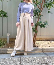 連ボタンハイウエストパンツ