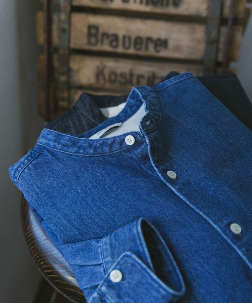 URBAN RESEARCH DOORS（アーバンリサーチドアーズ）の「デニムバンドカラーシャツ（シャツ/ブラウス・メンズ・インディゴブルー/ワンウォッシュ・MEDIUM/LARGE）」の3枚目の写真