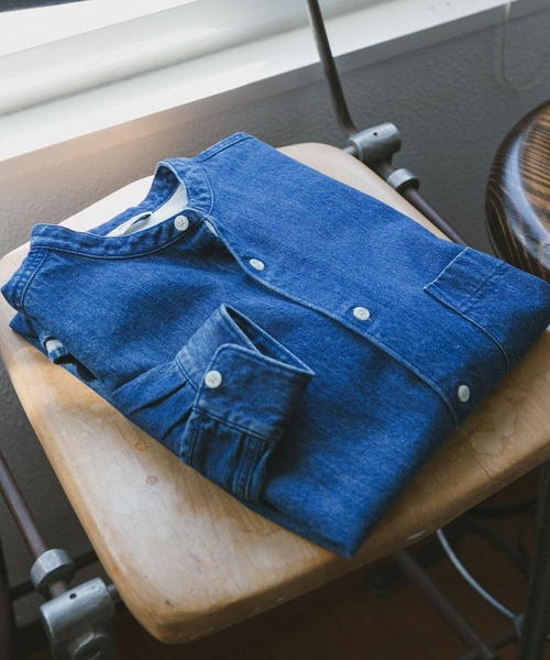 URBAN RESEARCH DOORS（アーバンリサーチドアーズ）の「デニムバンドカラーシャツ（シャツ/ブラウス・メンズ・インディゴブルー/ワンウォッシュ・MEDIUM/LARGE）」の5枚目の写真