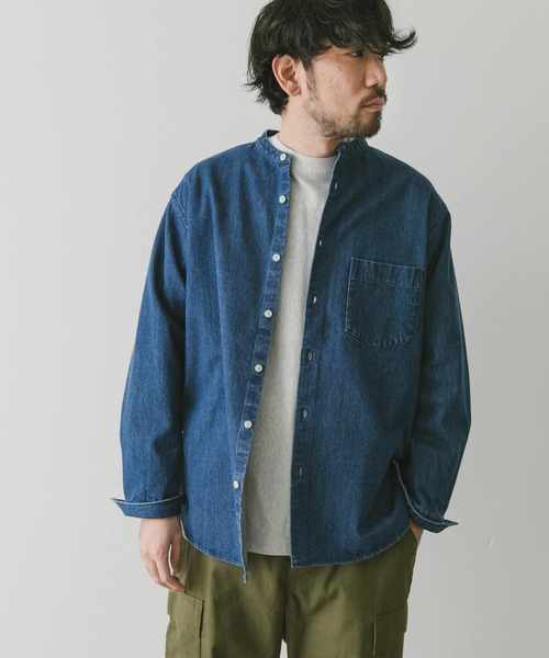 URBAN RESEARCH DOORS（アーバンリサーチドアーズ）の「デニムバンドカラーシャツ（シャツ/ブラウス・メンズ・インディゴブルー/ワンウォッシュ・MEDIUM/LARGE）」の13枚目の写真