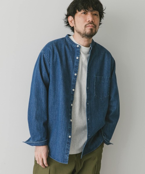 URBAN RESEARCH DOORS（アーバンリサーチドアーズ）の「デニムバンドカラーシャツ（シャツ/ブラウス・メンズ・インディゴブルー/ワンウォッシュ・MEDIUM/LARGE）」の14枚目の写真