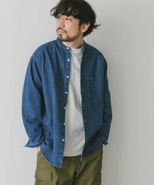 URBAN RESEARCH DOORS（アーバンリサーチドアーズ）の「デニムバンドカラーシャツ（シャツ/ブラウス・メンズ・インディゴブルー/ワンウォッシュ・MEDIUM/LARGE）」の15枚目の写真