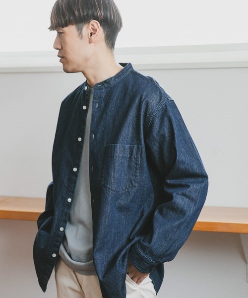 URBAN RESEARCH DOORS（アーバンリサーチドアーズ）の「デニムバンドカラーシャツ（シャツ/ブラウス・メンズ・インディゴブルー/ワンウォッシュ・MEDIUM/LARGE）」の19枚目の写真
