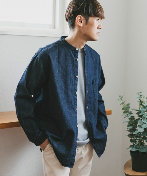 URBAN RESEARCH DOORS（アーバンリサーチドアーズ）の「デニムバンドカラーシャツ（シャツ/ブラウス・メンズ・インディゴブルー/ワンウォッシュ・MEDIUM/LARGE）」の20枚目の写真