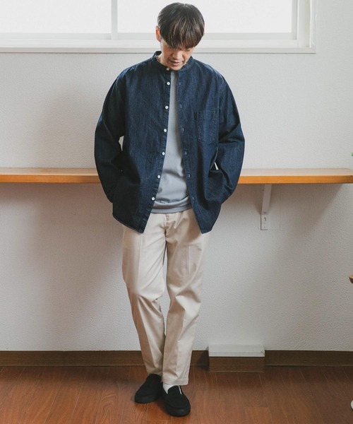 URBAN RESEARCH DOORS（アーバンリサーチドアーズ）の「デニムバンドカラーシャツ（シャツ/ブラウス・メンズ・インディゴブルー/ワンウォッシュ・MEDIUM/LARGE）」の22枚目の写真