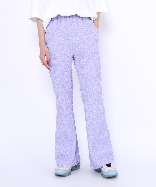 PUNYUS（プニュズ）の「ブロックパターンフレアパンツ（その他パンツ・レディース・ピンク/ブラック/ライム/ライトパープル・3/1/4/2）」の8枚目の写真