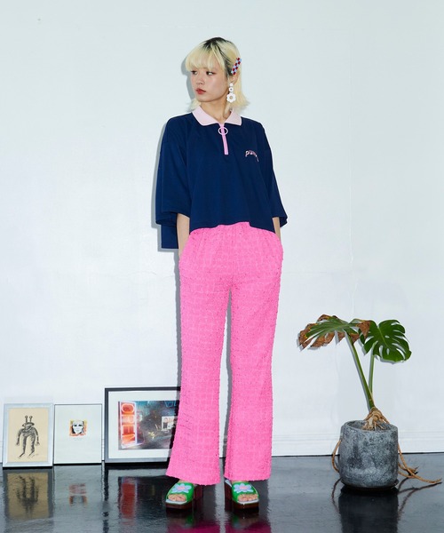 PUNYUS（プニュズ）の「ブロックパターンフレアパンツ（その他パンツ・レディース・ピンク/ブラック/ライム/ライトパープル・3/1/4/2）」の11枚目の写真