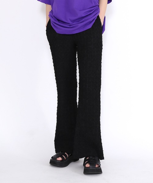 PUNYUS（プニュズ）の「ブロックパターンフレアパンツ（その他パンツ・レディース・ピンク/ブラック/ライム/ライトパープル・3/1/4/2）」の10枚目の写真