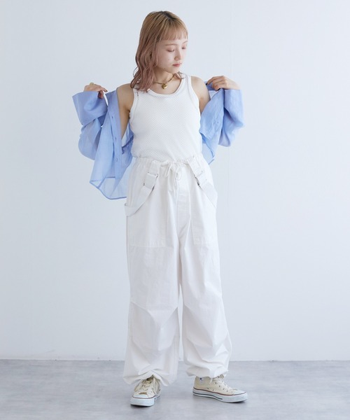 w closet(ダブルクローゼット)の「【SETアイテム】メッシュタンクトップ&タンクトップ(タンクトップ・レディース・ブルー/ブラック/オフホワイト・FREE)」の4枚目の写真