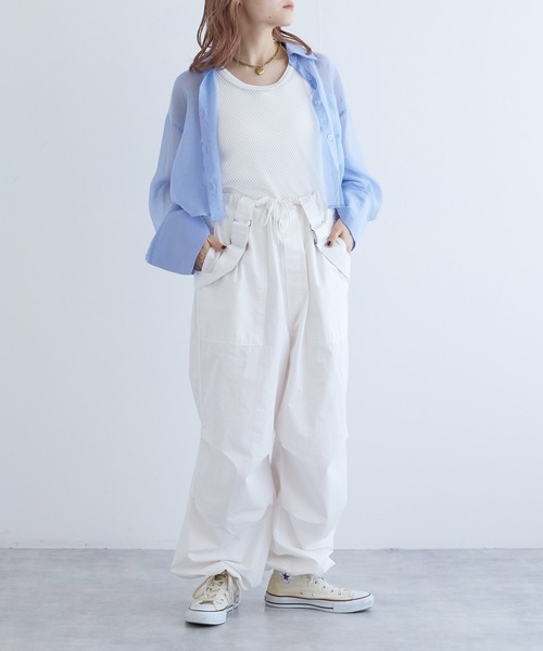 w closet(ダブルクローゼット)の「【SETアイテム】メッシュタンクトップ&タンクトップ(タンクトップ・レディース・ブルー/ブラック/オフホワイト・FREE)」の8枚目の写真