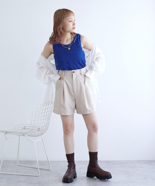 w closet(ダブルクローゼット)の「【SETアイテム】メッシュタンクトップ&タンクトップ(タンクトップ・レディース・ブルー/ブラック/オフホワイト・FREE)」の14枚目の写真