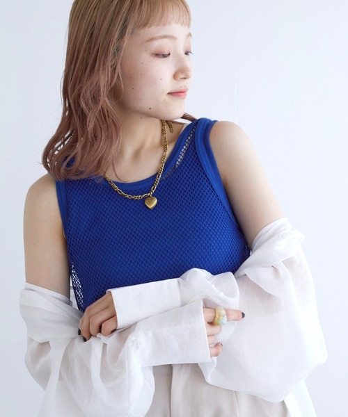 w closet(ダブルクローゼット)の「【SETアイテム】メッシュタンクトップ&タンクトップ(タンクトップ・レディース・ブルー/ブラック/オフホワイト・FREE)」の15枚目の写真