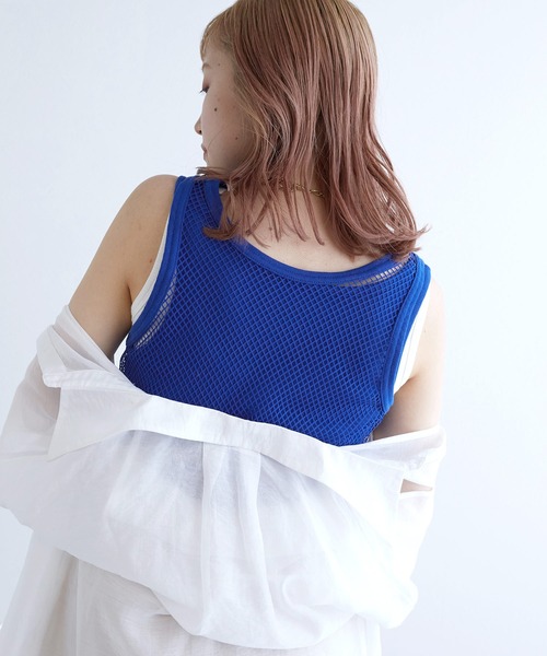 w closet(ダブルクローゼット)の「【SETアイテム】メッシュタンクトップ&タンクトップ(タンクトップ・レディース・ブルー/ブラック/オフホワイト・FREE)」の16枚目の写真