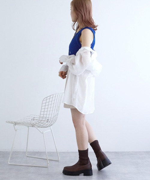 w closet(ダブルクローゼット)の「【SETアイテム】メッシュタンクトップ&タンクトップ(タンクトップ・レディース・ブルー/ブラック/オフホワイト・FREE)」の17枚目の写真