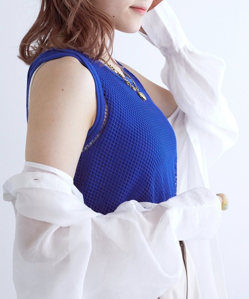 w closet(ダブルクローゼット)の「【SETアイテム】メッシュタンクトップ&タンクトップ(タンクトップ・レディース・ブルー/ブラック/オフホワイト・FREE)」の18枚目の写真