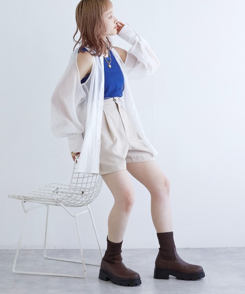 w closet(ダブルクローゼット)の「【SETアイテム】メッシュタンクトップ&タンクトップ(タンクトップ・レディース・ブルー/ブラック/オフホワイト・FREE)」の21枚目の写真