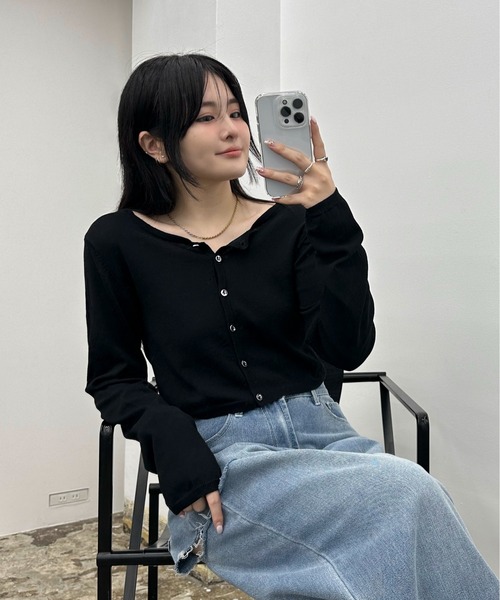 EPIMI E'PIMMY（エピミエピミー）の「２wayレースアップカーディガン（カーディガン/ボレロ・レディース・ネイビー/ピンク/オフホワイト/ブラック・MEDIUM）」の3枚目の写真