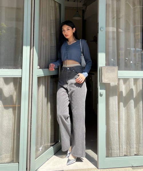 EPIMI E'PIMMY（エピミエピミー）の「２wayレースアップカーディガン（カーディガン/ボレロ・レディース・ネイビー/ピンク/オフホワイト/ブラック・MEDIUM）」の7枚目の写真