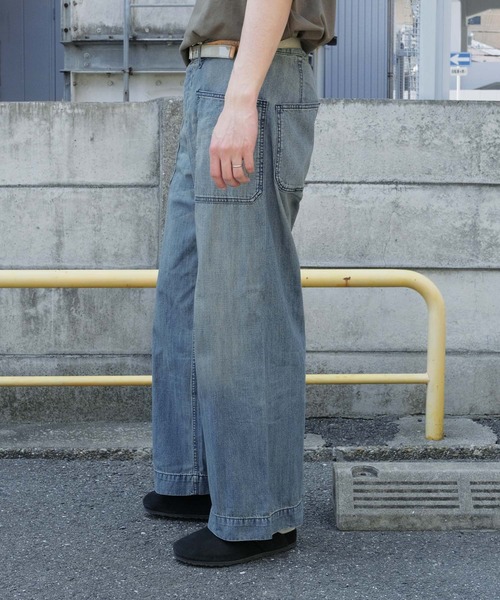 HOUSTON(ヒューストン)の「HOUSTON / ヒューストン USN DENIM SAILOR PANTS デニム セーラー パンツ(デニムパンツ・メンズ・インディゴブルー/ブルー・LARGE/MEDIUM/X-LARGE)」の4枚目の写真
