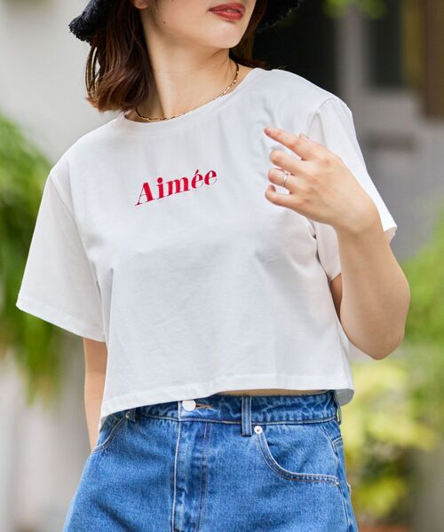 MAJESTIC LEGON（マジェスティックレゴン）の「クロップドロゴTee（Tシャツ/カットソー・レディース・オフホワイト/ピンク/ブラック/ブラック系その他/レッド系その他2・MEDIUM）」の5枚目の写真