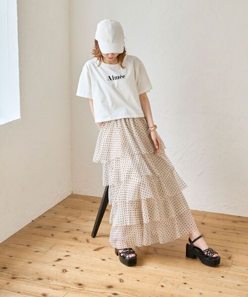 MAJESTIC LEGON（マジェスティックレゴン）の「クロップドロゴTee（Tシャツ/カットソー・レディース・オフホワイト/ピンク/ブラック/ブラック系その他/レッド系その他2・MEDIUM）」の9枚目の写真