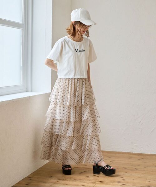 MAJESTIC LEGON（マジェスティックレゴン）の「クロップドロゴTee（Tシャツ/カットソー・レディース・オフホワイト/ピンク/ブラック/ブラック系その他/レッド系その他2・MEDIUM）」の13枚目の写真