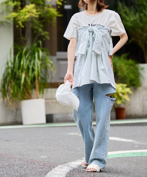 MAJESTIC LEGON（マジェスティックレゴン）の「クロップドロゴTee（Tシャツ/カットソー・レディース・オフホワイト/ピンク/ブラック/ブラック系その他/レッド系その他2・MEDIUM）」の22枚目の写真