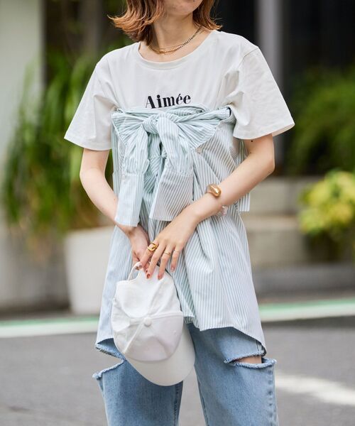 MAJESTIC LEGON（マジェスティックレゴン）の「クロップドロゴTee（Tシャツ/カットソー・レディース・オフホワイト/ピンク/ブラック/ブラック系その他/レッド系その他2・MEDIUM）」の19枚目の写真