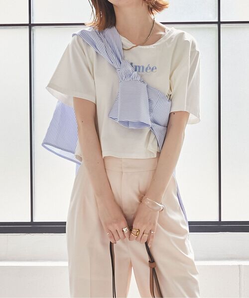 MAJESTIC LEGON（マジェスティックレゴン）の「クロップドロゴTee（Tシャツ/カットソー・レディース・オフホワイト/ピンク/ブラック/ブラック系その他/レッド系その他2・MEDIUM）」の12枚目の写真