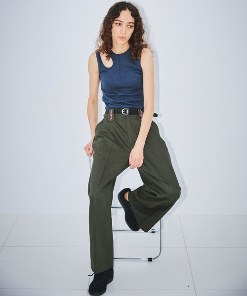 OPULENCE(オーピュレンス)の「Flower Loop ワイドカルゼパンツ(その他パンツ・レディース・カーキ/アイボリー/ブラック・FREE)」の8枚目の写真