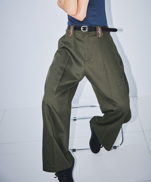 OPULENCE(オーピュレンス)の「Flower Loop ワイドカルゼパンツ(その他パンツ・レディース・カーキ/アイボリー/ブラック・FREE)」の7枚目の写真