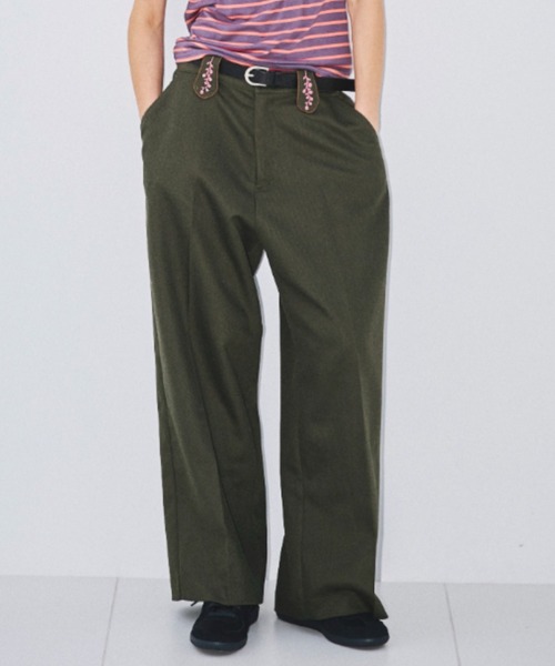 OPULENCE(オーピュレンス)の「Flower Loop ワイドカルゼパンツ(その他パンツ・レディース・カーキ/アイボリー/ブラック・FREE)」の5枚目の写真